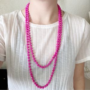 Hot pink Long Beaded Necklace